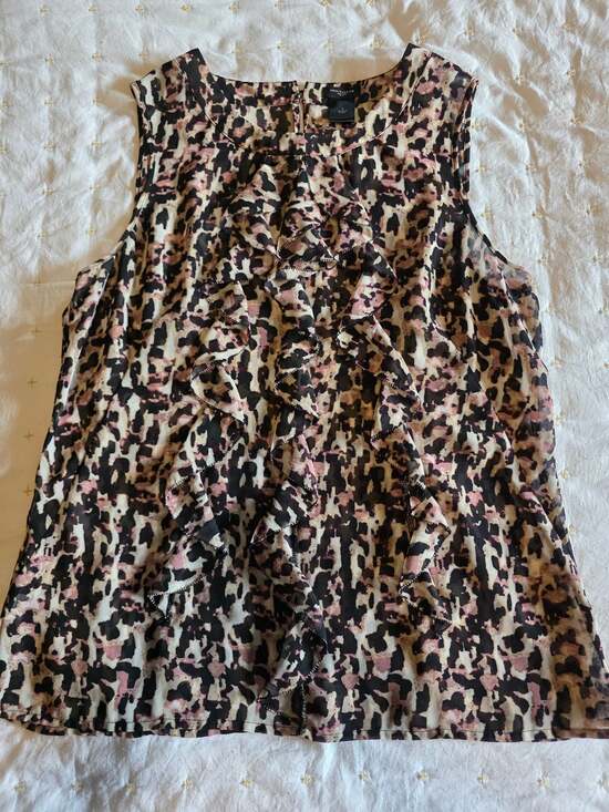 Ann Taylor Tops - Ann Taylor Ruffle Front Leopard Print Sleeveless Blouse